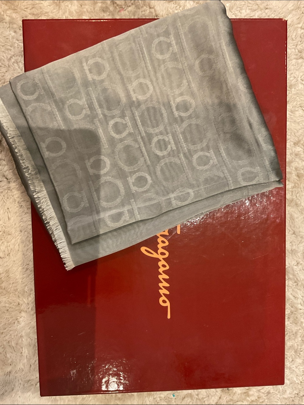 Salvatore Ferragamo Brown Signature Pattern Scarf